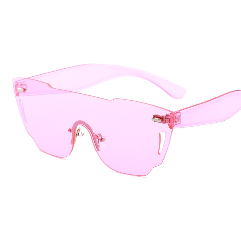 Oversized Randloze Zonnebril Vrouwen groen wit roze geel grote frameloze dames zonnebril retro festival bril: c2