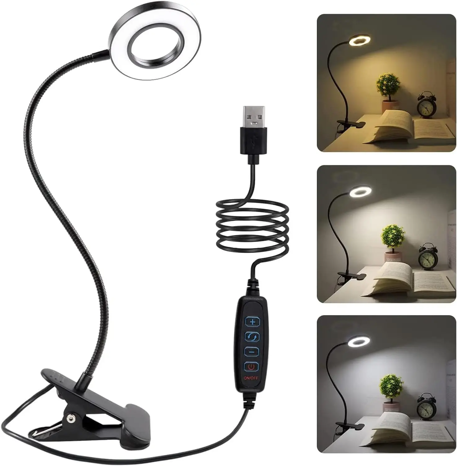 48 led-clip bureaulamp °flexibele zwanenhals leeslamp voor op tafel oogvriendelijke usb-klem boeken nachtlampje studie leeslamp