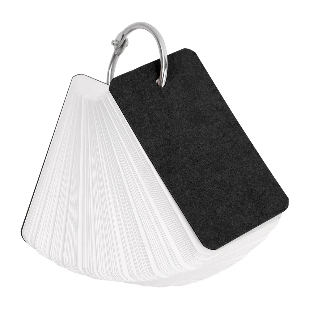 400-100Sheets Flash Cards Portable Index Cards with Ring Study Note Memo Pad Kraft Paper Notecards for Studying School Supplies: WHITE