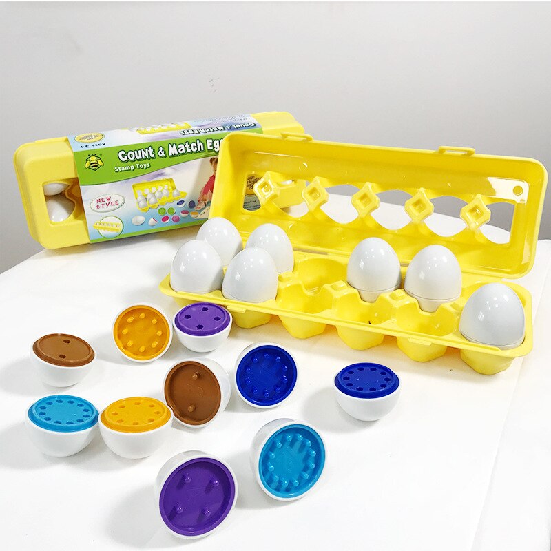 12pcs Simulation Eggs Set Color &amp; Shape Matching Toy Children Toddler Baby Puzzle Game Preschool Educational Toys: Dot shape