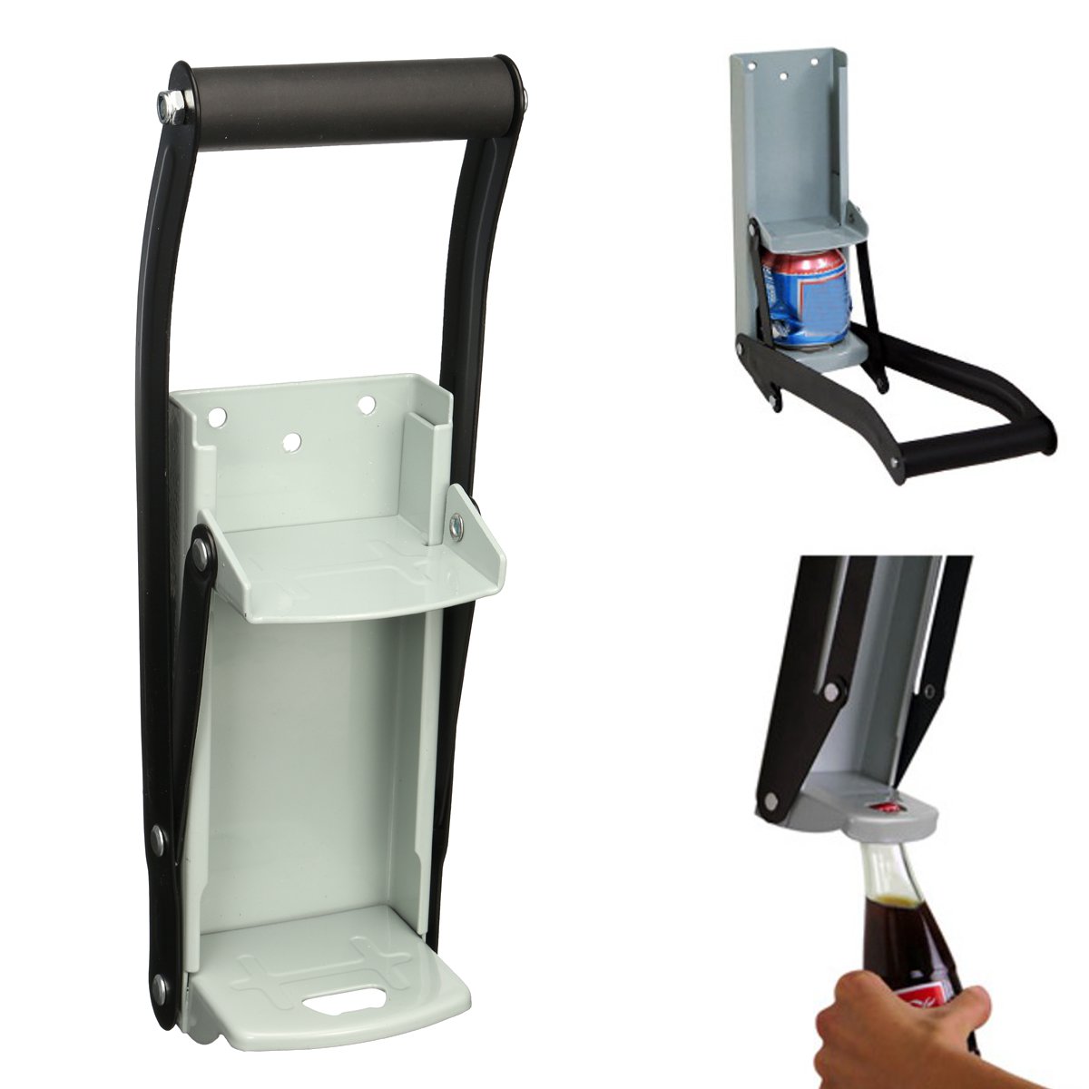 Iron 16 Ounces Heavy Duty Can Crusher Smasher Soda Beer Cola Budweiser Recycling Tool Home Dispensing Can Crusher Bottle Opener: Default Title