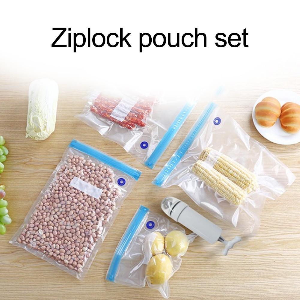 20Pcs/Set Food Vacuum Seal Bag High Temperature Resistance Reusable Hand-pump Food Container Pouch With Zippered Keep Food Fresh