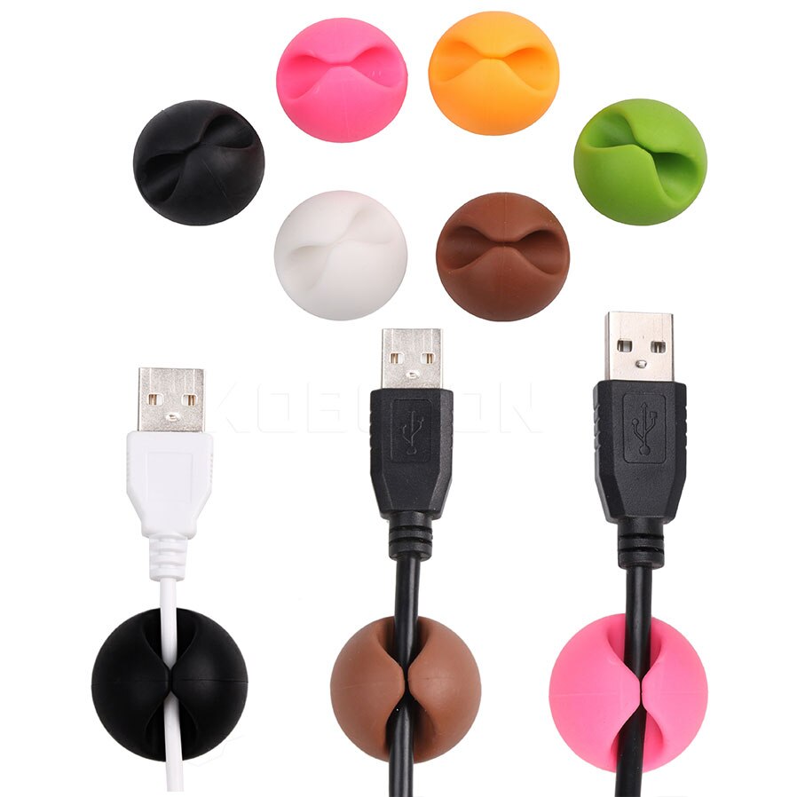 1 st Hard Plastic Kabel Zwarte Draad Organizer Clip Netjes USB Charger Cord Houder voor desktop Kabel Vaste klem