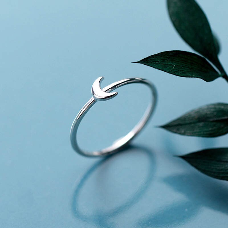 INZATT-Anillo de Luna minimalista para mujer, Plata de Ley 925% auténtica, para de cumpleaños, clásico bonito, joyería geométrica, accesorios