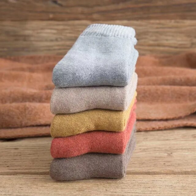 5 Pairs Men Thermal Winter Autumn Warm Crew Socks Male Terry Thick Work Socks: 2