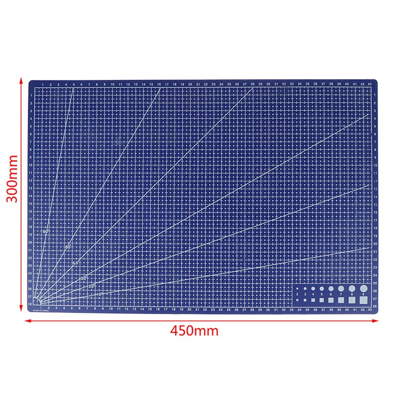 1 stk  a3 pvc rektangulær plast 45cm x30cm a3 skæreplade skæremåtte gitter line værktøj