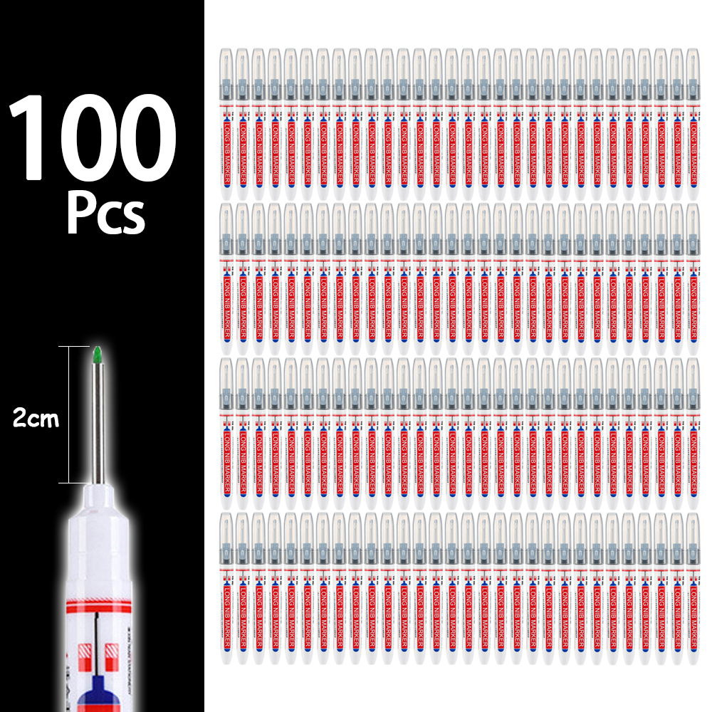 Rotuladores de cabeza larga impermeables de 2cm, rotulador de Agujero profundo para herramientas de carpintería de carpintero de Metal, Blanco/rojo/negro/azul/verde, 5-100 Uds.