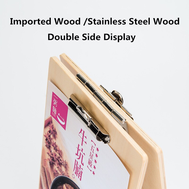A5 Wood Menu Paper Clip Board Display Stand Menu Paper Poster Picture Photo Sign Holder Stand