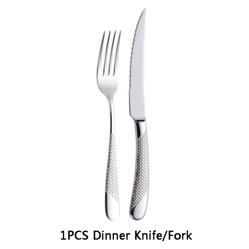 304 Stainless Steel Luxury Flatware Cutlery Set Silver Kitchen Tableware Set Dinnerware Fork Spoon Knife Western Gold Dinner Set: 2pcs Silver