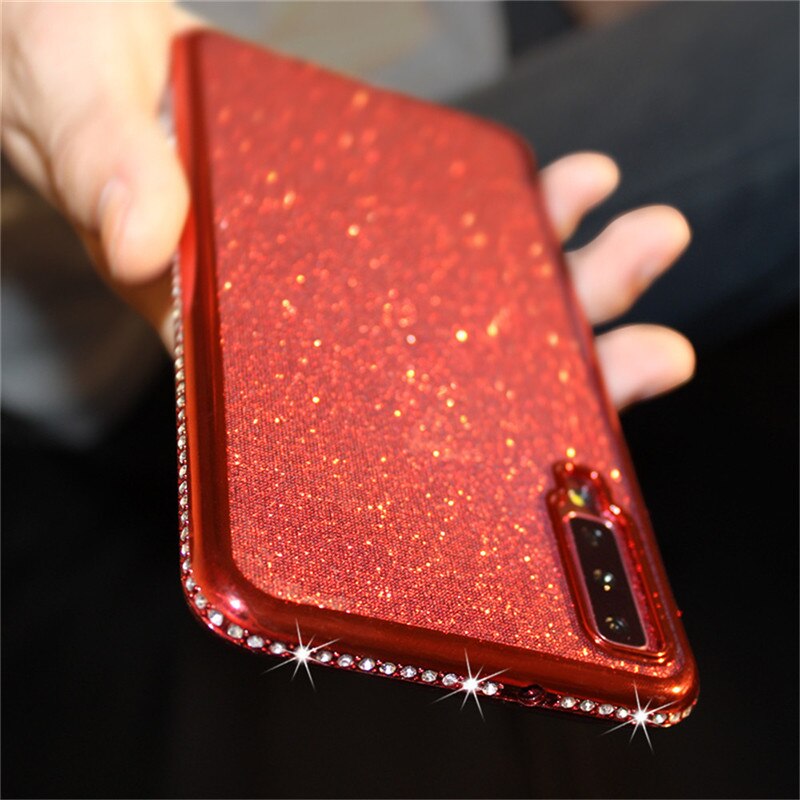 3D Strass Zachte Case Voor Xiaomi Redmi Note 7 8 Pro Gevallen Glitter Coque Voor Xiomi Redmi 7A Note 7 pro Redmi7A Redmi7 Tpu Cover: Redmi Note 8 / Rood