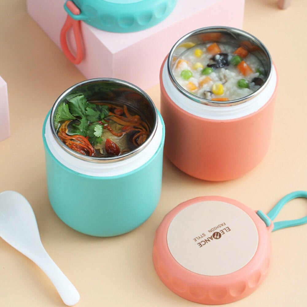 Stainless Steel Insulated Lunch Box Soup Holder Portable Food Container For Picnic School Office Hand-Held Soup Cup Thermos