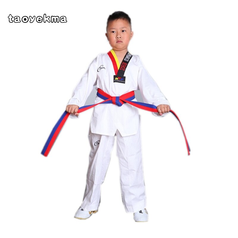 Di alta Qualità del cotone traspirante junior Dobok Taekwondo bambino ragazze e ragazzi WTF approva karatè uniforme vestiti di formazione tuta T20