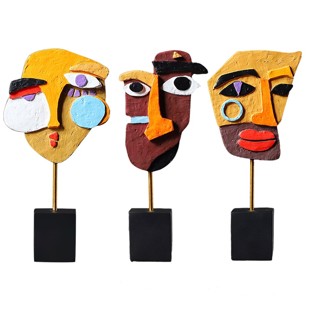Modern Abstract Face Sculpture Ornament Statue Office Cabinet Shelf Artwork