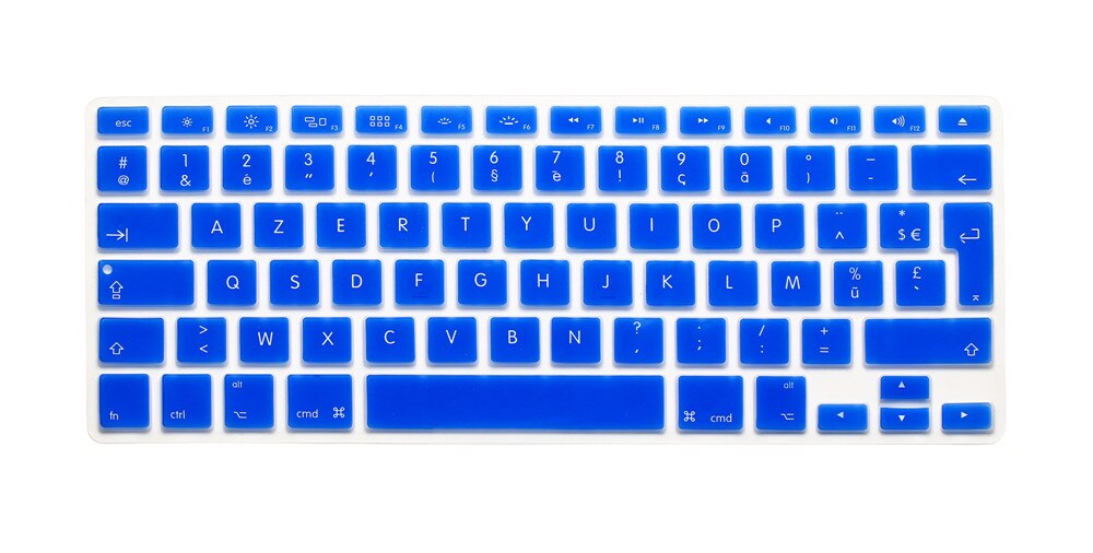 Rygou ranskalainen uk/eu clavier azerty silikoninäppäimistön kuori macbook prolle 13 " 15 " 17 " air 13 tuuman suojakalvo näppäimistölle: Sininen