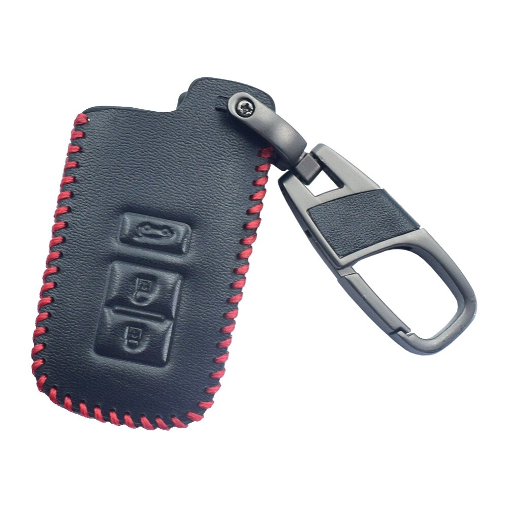 Leather Car Key Case For Toyota Camry RAV4 Corolla 3 Buttons Smart Keyless Remote Fob Cover Keychain Holder: Case and Keychain
