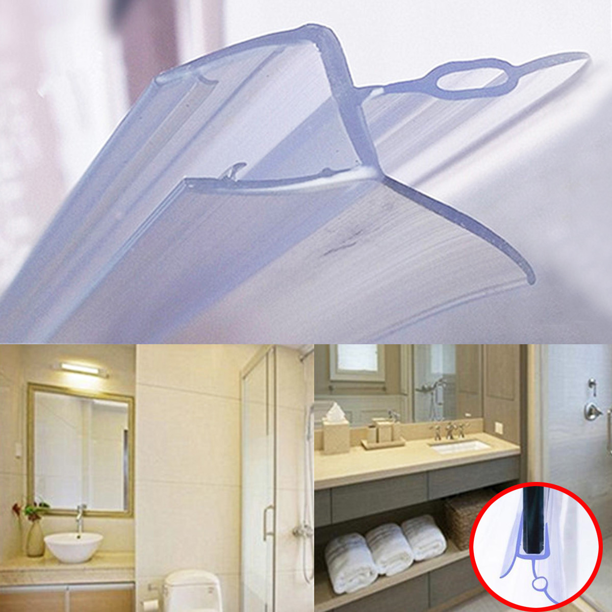 4-6mm Douche Scherm Water Seal Strip Bar Gebogen Platte Glas Bad Deur tot 17mm Hiaten