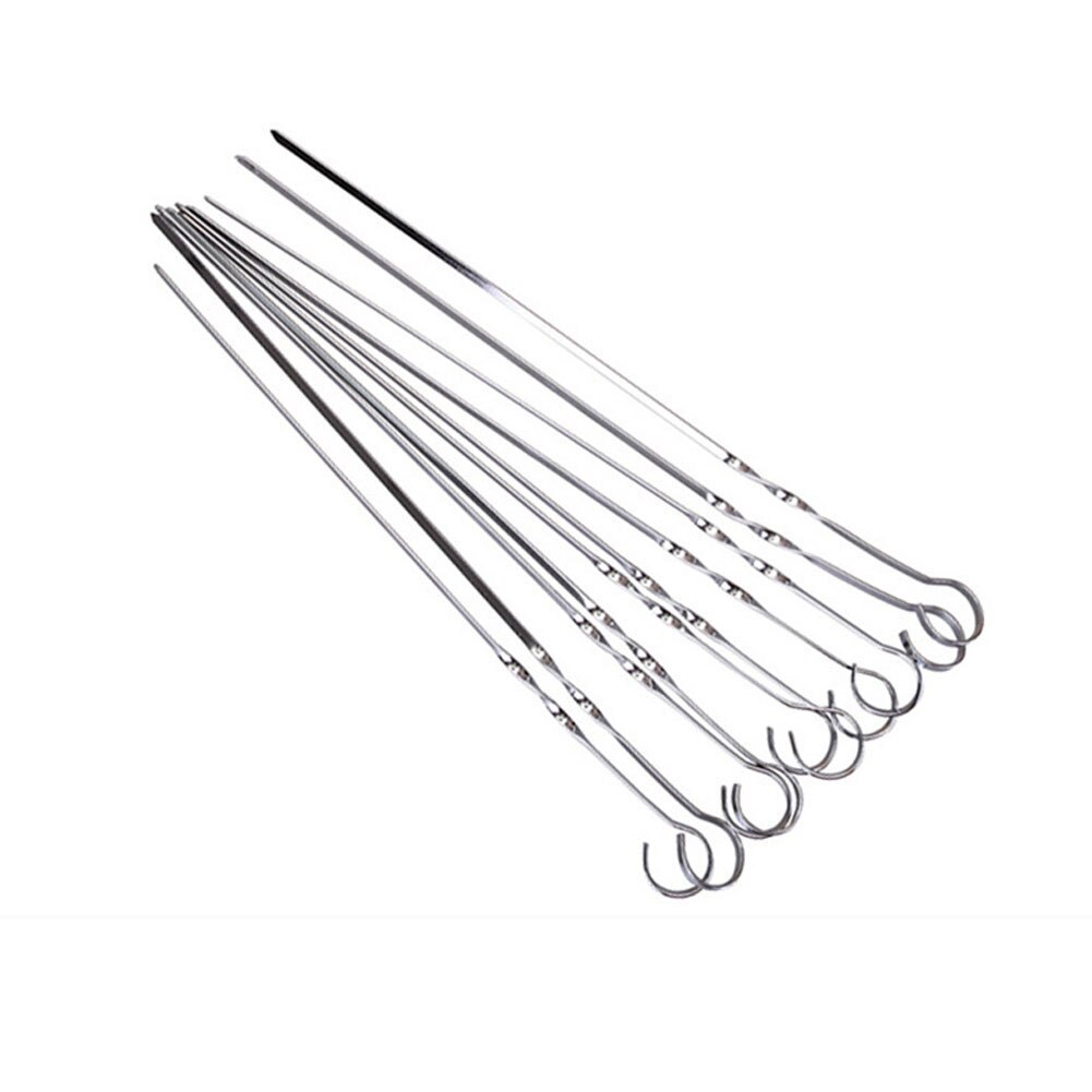 10Pcs stainless steel barbecue stick barbecue stick string camping barbecue barbecue barbecue food rack cooking tools