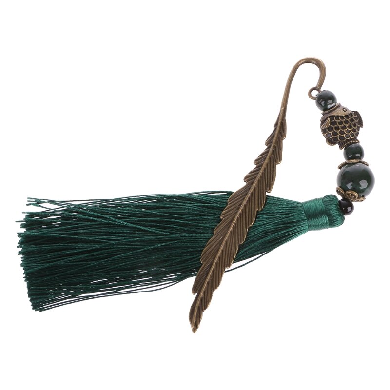 Chinese Style Vintage Classic Metal Bookmark Tassel Beads School Office Supplies P82A: 5