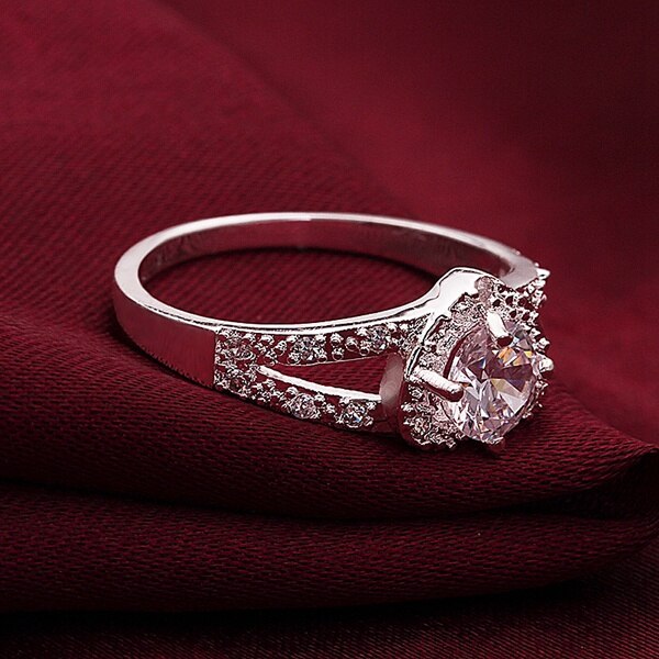 wedding women ring lovely cute lady European style heart CZ Ring silver color classic models R388