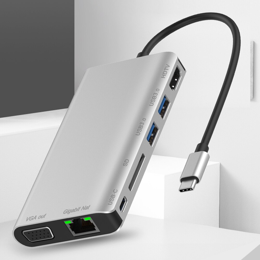 Portatile PD di Ricarica USB 3.0 USB di Tipo C Convertitore HUB Sufficiente Duraturo Robustezza HDMI VGA Carte Lettori