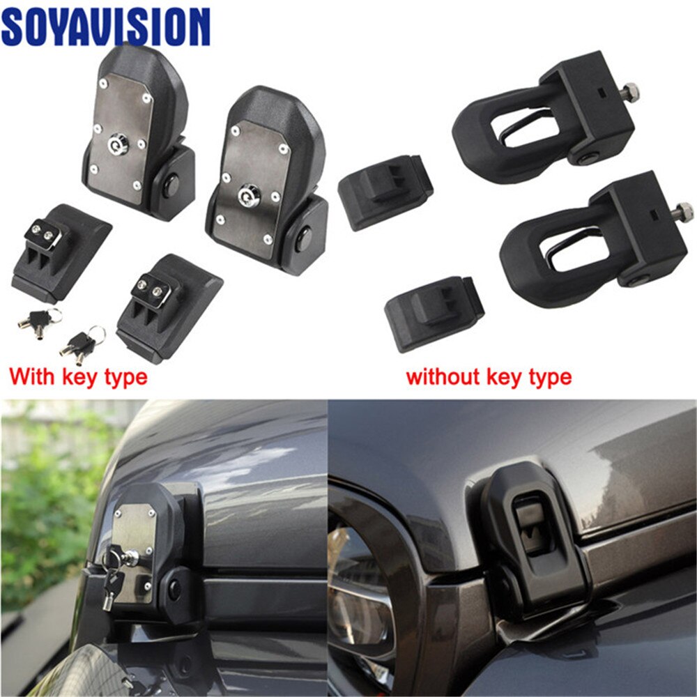 For Jeep Wrangler Accessories Black Anti-Theft Hood Lock Assembly Locking Hood Catch Latches For Jeep Wrangler JL