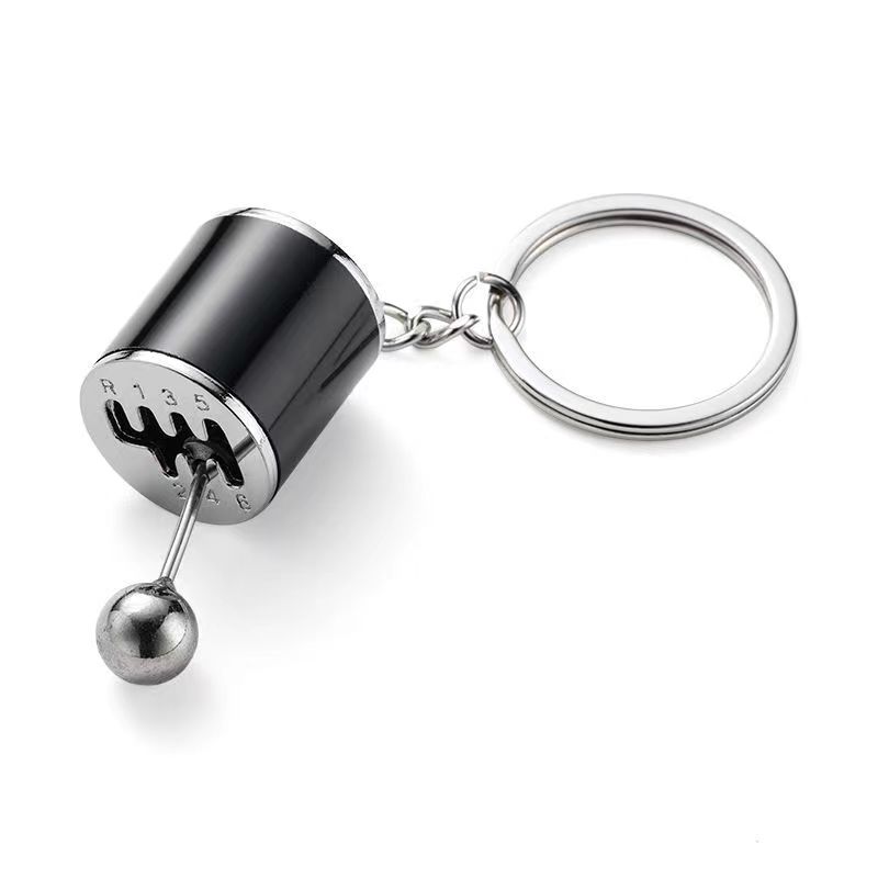 Mini Turbo Turbolader Schlüsselanhänger Auto-Styling Schlüsselanhänger Getriebe Getriebe Anhänger Schlüsselanhänger Stock Knöpfe Schlüsselanhänger Schicht Metall zappeln Spielzeuge: Schwarz
