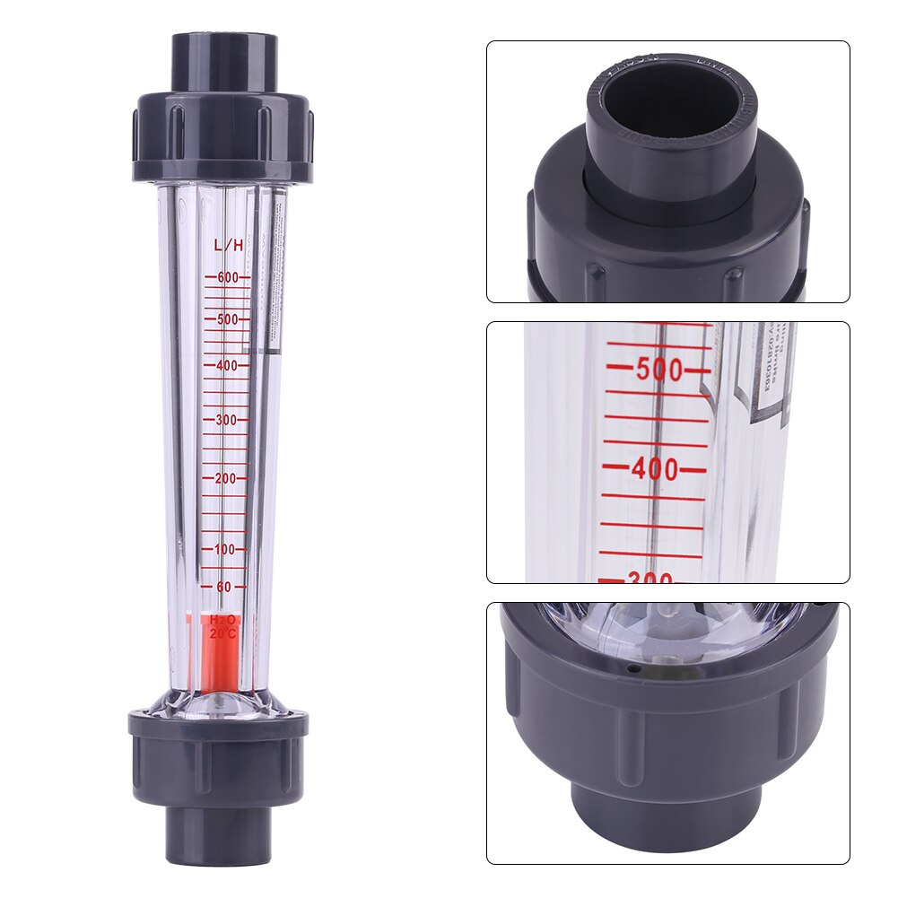 25-250/H 60-600L/H Water Flowmeter Plastic Tube Liquid Water Rotameter Flow Meter LZS-15 Flow Measuring Tools