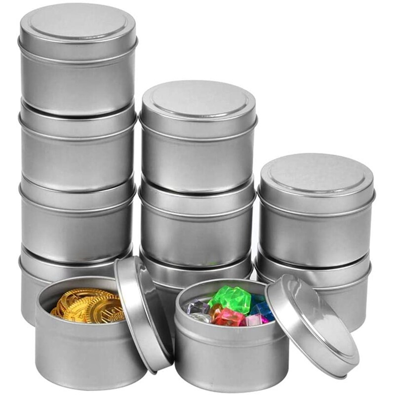4 uncje metalowych puszek/puszki na świeczki (24 sztuki), okrągłe pojemniki z pokrywkami wsuwanymi na przyjęcia, robić odlewania świec, przypraw, prezentów