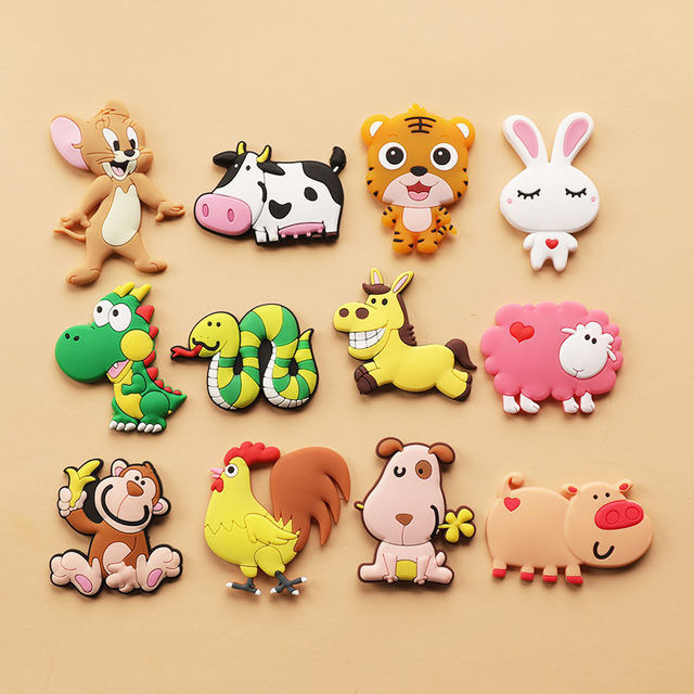 3D Cartoon Fridge Magnets PVC Food Refrigerator Magnetic Sticker Set Home Decor Fridge Magnetic Stickers Kids: O 12pcs