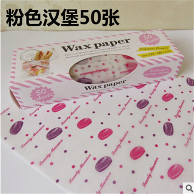 50 Stks/partij Wax Papier Food Grade Vet Papier Voedsel Wrappers Inpakpapier Voor Brood Sandwich Hamburger Frietjes Oliepapier Bakken Tools: 4