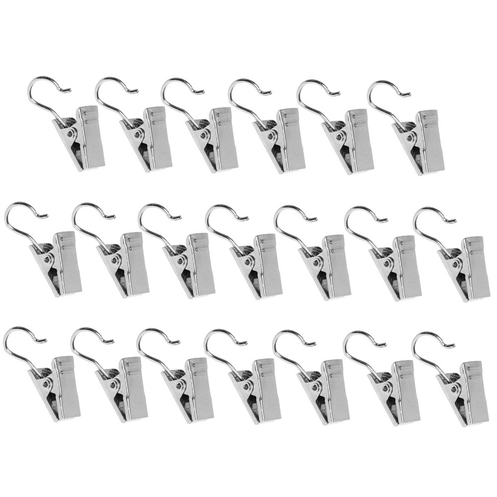 20pcs Anti Rust Curtain Clip Replacement Part Stainless Steel With Hook Window Drapery Diaplay Bedroom Decoration Art Home Hotel