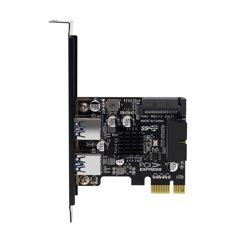 PCI Express Riser Card PCI-E 2xUSB3.0 Expansion Adapter PCIE 1X 19Pin Drive Free
