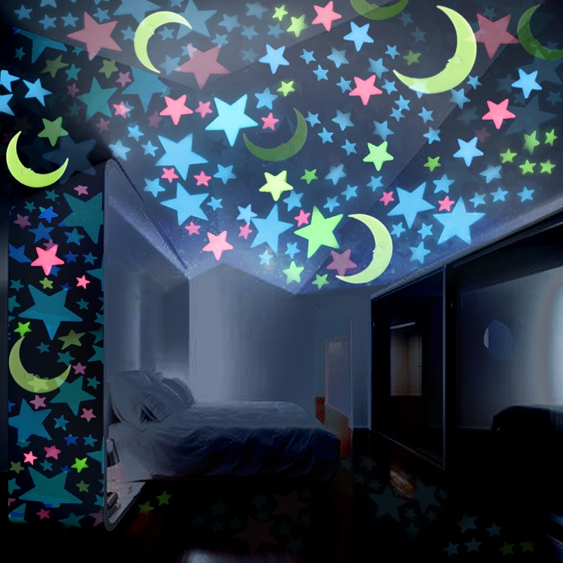 Fluorescent Luminous Kids Bedroom Storage Rooms Star Children's Glow in the Dark Toys Sticker Adhesive Sticker