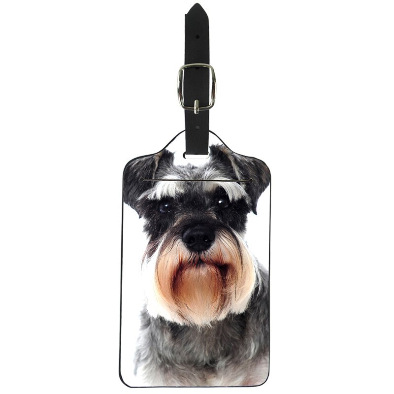 Forudesigns schnauzer hund trykt rejse bagage etiket stropper kuffert navn id adresse tags pu bagage tags rejsetilbehør: 3101 z 24