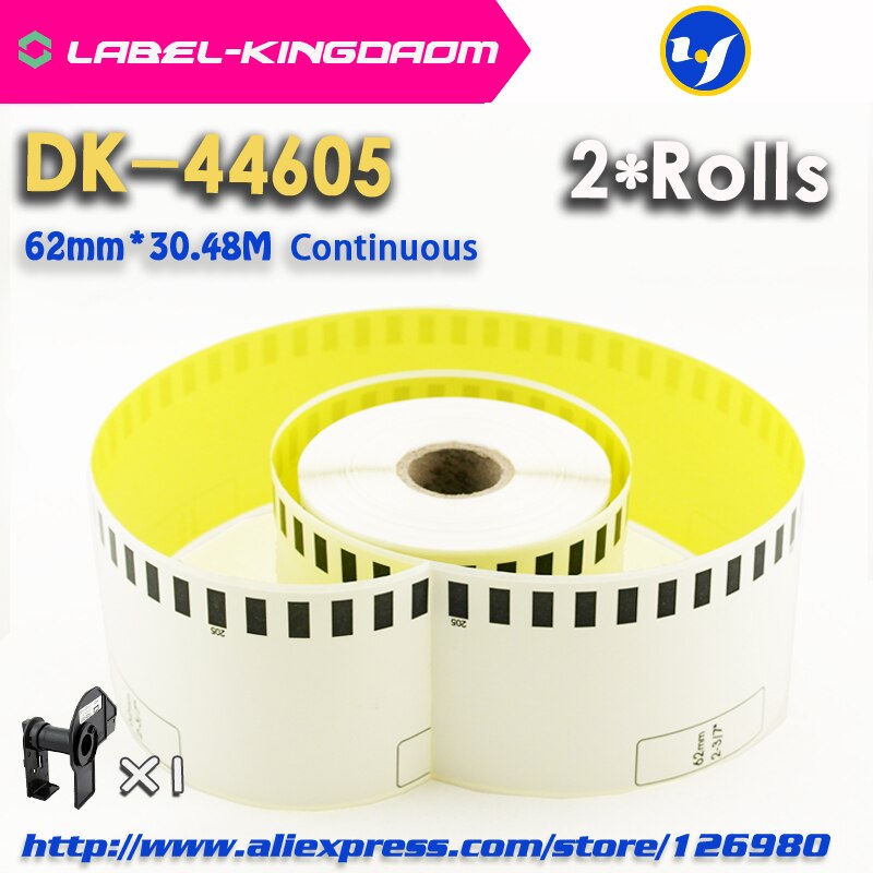 2 Rolls Yellow Brother Generic DK-44605 Label Continuous Compatible for QL-570/580/700/710/720NW Label Printer DK-4605 DK44605