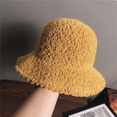 Winter Warm Knitted Hats Ladies Korean Color Matching Wool Fisherman Hats Bucket Hat Women Hat: 3