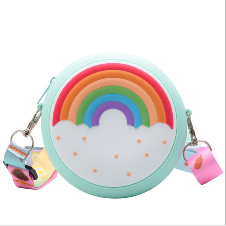 Kids Schoudertas Cross-Body Pack Ronde Verstelbare Brede Band Reizen Grote Capaciteit Regenboog Donut Gedrukt Zakken: B