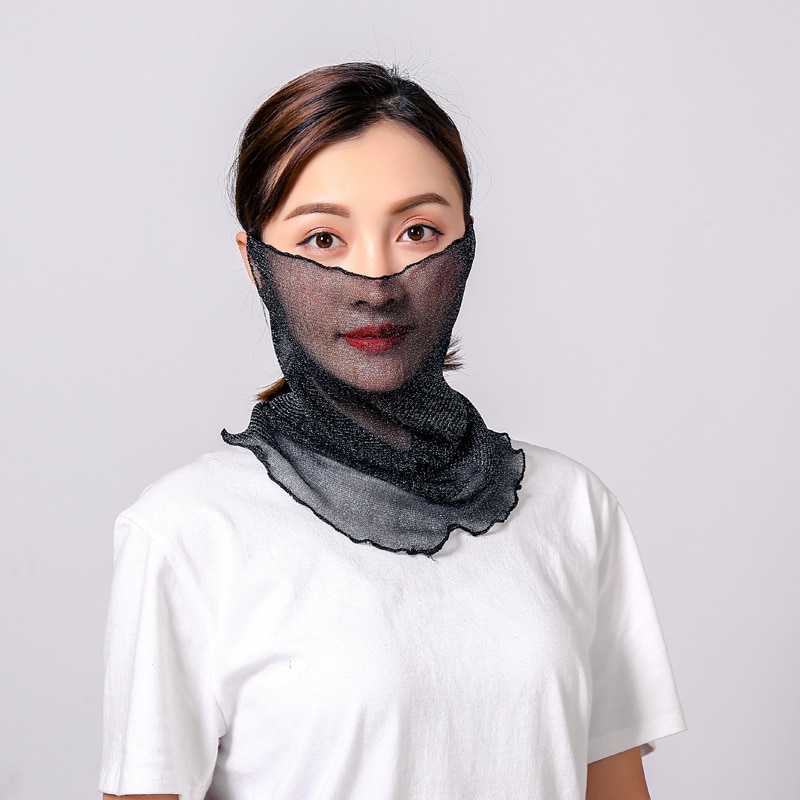 neue Gold seide Gesicht Maske Schutz Frauen Sonne Schals Hals Abdeckung fest drucken Dame Wandern Reiten Mund Schal Ring wickelt