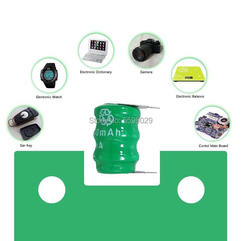 40mAh 3.6V Ni-MH Li-Po Lithium Li-polymer Bateria Batteries Rechargeable Button Coin Cell Battery With Solder Pins