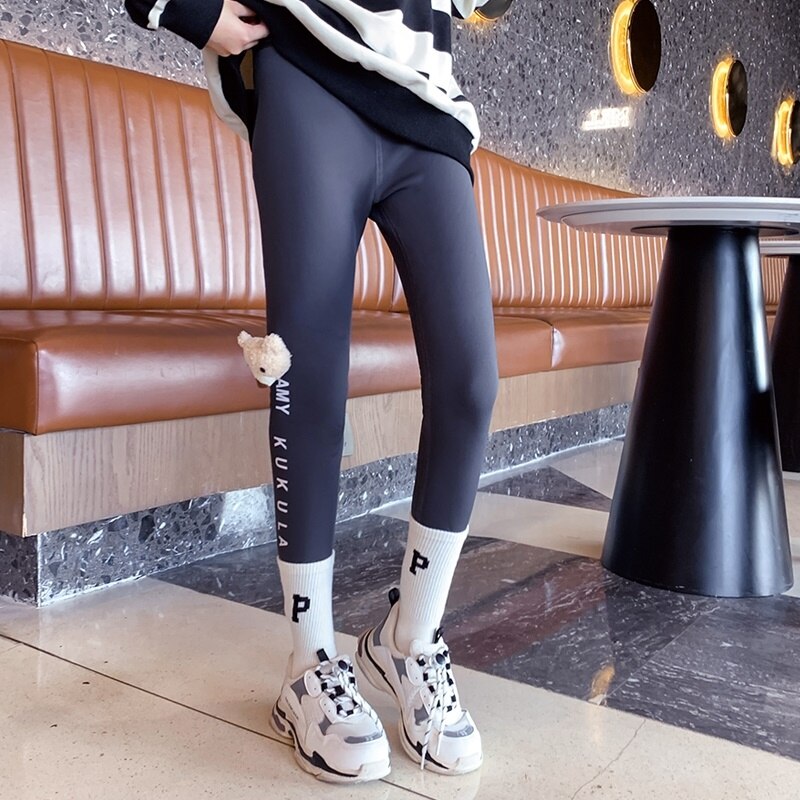 School Kids Seamless Leggings High Waisted Teenage Girls Sports Leggings With Bear Girls Fitness Yoga Pants Girl Sport Leggings