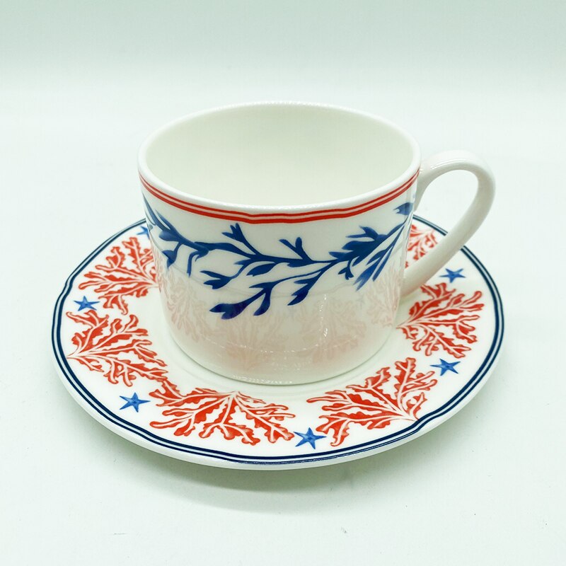 Bone China Tea Cup Saucer Spoon Set Ceramic Teacup White Porcelain Coffee Cup Tea Set Cafe Espresso Cup