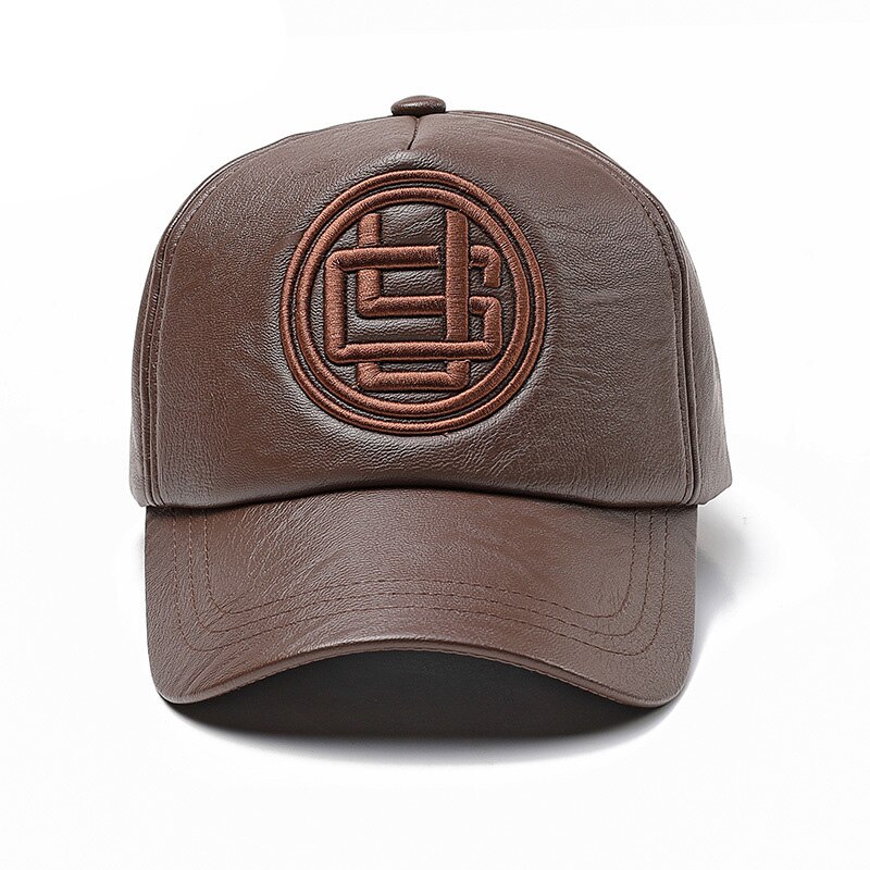 Efterår og vinter unisex læder bogstaver ensfarvet baseball kasketter plus fløjl tyk vindtæt kasket trucker hat far hat grinch: Ta 3