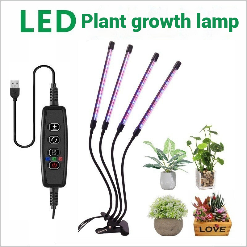 LED-Pflanzenwachstumslicht mit aufsteckbarem Pflanzenlicht, 5 V, Lichtfarbwechsel, USB, zeitgesteuertes Dimmen, volles Spektrum, wachsen Sie das Blumenhaus