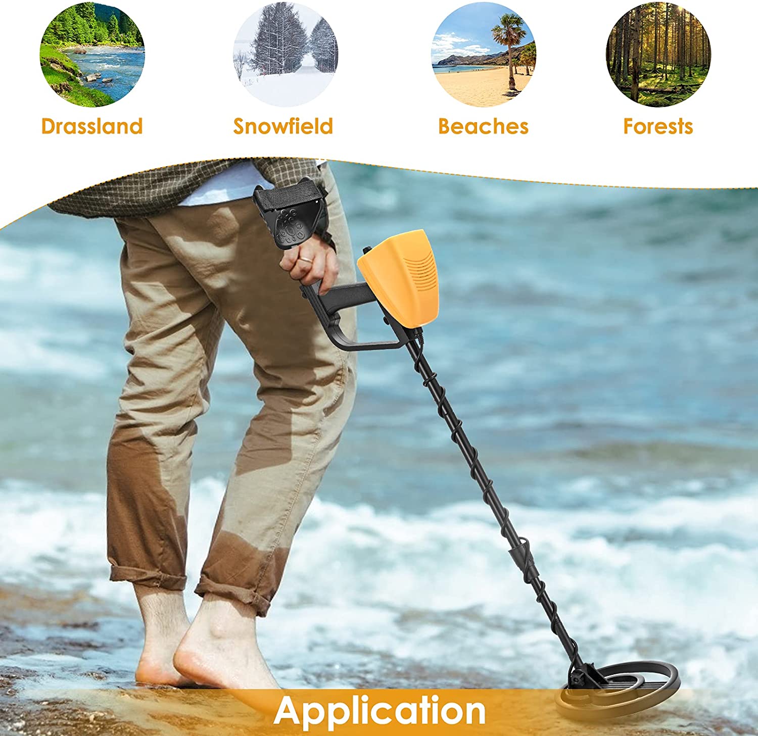 Lightweight Metal Detector with 20cm Waterproof Search Coil, 28-108cm Metal Finder for Kids Adults Beginners, Disc &amp; All Metals