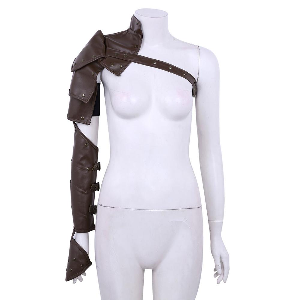 Unisex gotisk steampunk pu enkelt skulder rustninger armrem sæt justerbare metal nitter skulderrem cosplay kostume tilbehør