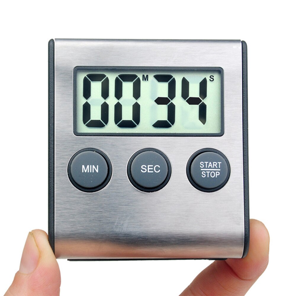 Stainless Steel Digital Kitchen Timer Minute Second Count Up and Countdown Timers for Cooking Sports Games(Without: Default Title