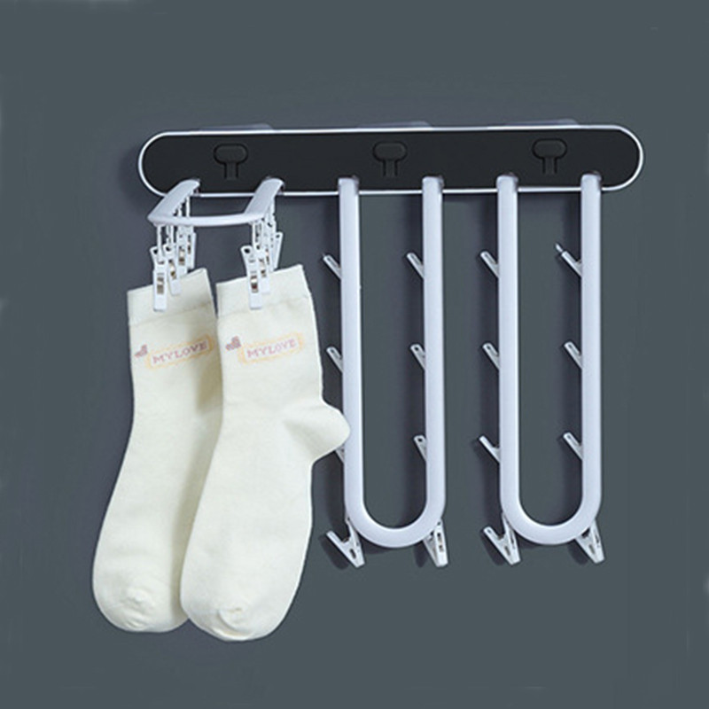 Foldable Clothes Hanger Rack Clothespin Underwear Hanging Rack Drying Rack Wall Mounted Clothes Storage Rack Organizer laundry: 2