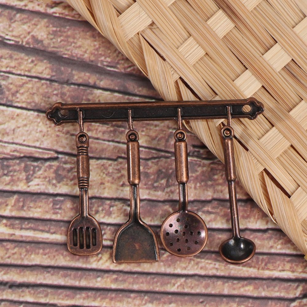 Hervidor 1:12 Mini juegos de utensilios de cocina utensilios de cocina escala 1:12 juego de cocina para muñecas Mini Kit de cocina de aleación: Chocolate