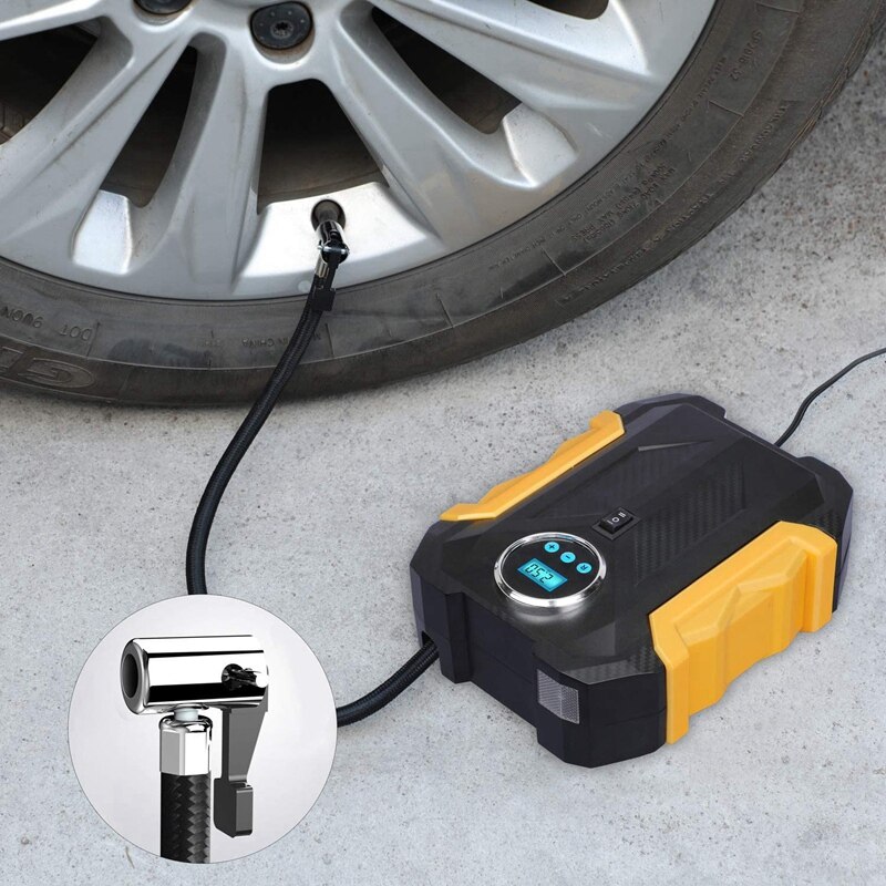 12V Car Air Pump Hand Held Portable Tire Inflator,22 Cylinder ligent Digital Display Air Compressor, with LED Light
