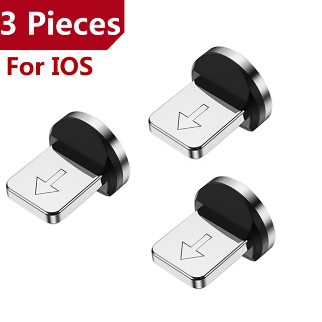 Spina magnetica Micro USB tipo C adattatore per cavo di ricarica per Iphone V8 connettore magnetico telefono cellulare: 3pcs Plug for IOS